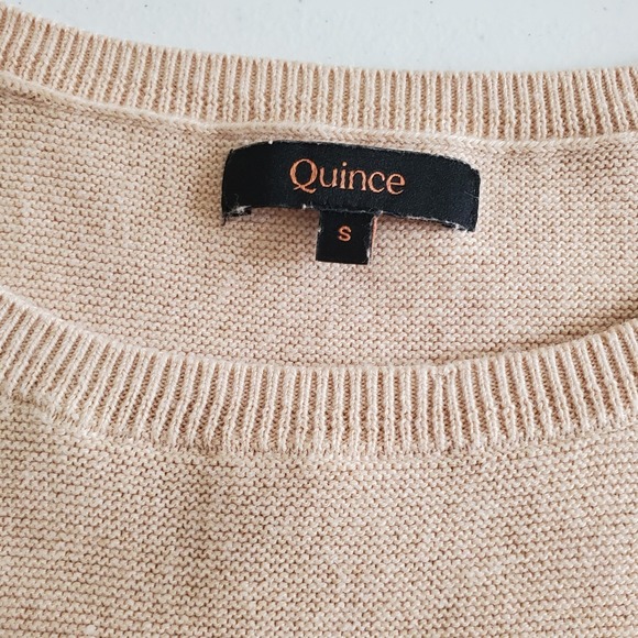 Quince Lightweight Cotton Cashmere Link Stitch Dolman Sweater Oatmeal  S - Picture 4 of 11